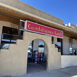 the entrance to the restaurant