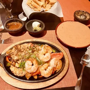 Shrimp &amp; Chicken Fajita plate with a side of there bean dip rather then the normal beans &amp; rice.