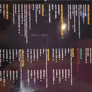 Drink menu as of 10-&apos;23