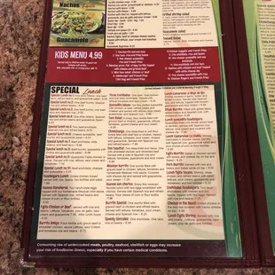 menu and prices