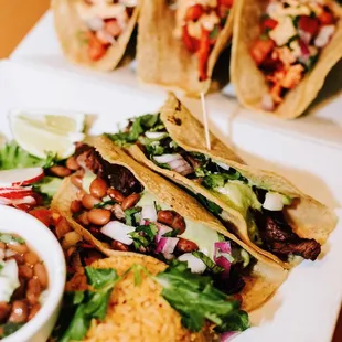 Tacos Juarez and lobster tacos in the background