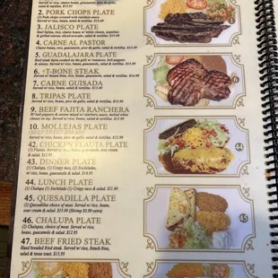 the menu of the restaurant