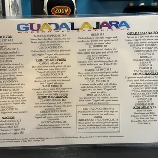 menu