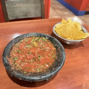 Fresh, table-made salsa and chips.