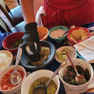 Fresh salsa mixing station.