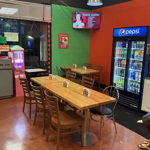 tables and chairs in a restaurant