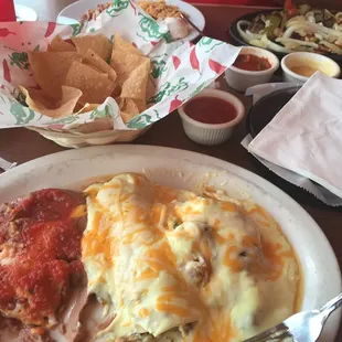 a plate of mexican food on a table