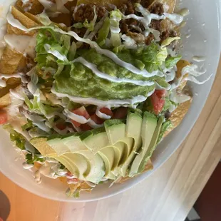 Beef nachos with avocado!