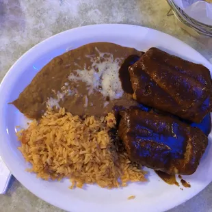 Chimichanga with mole sauce