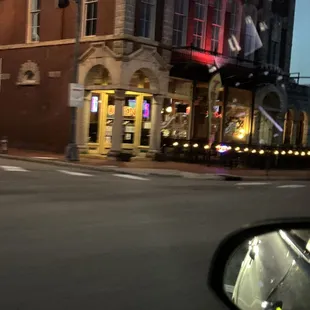 an empty street at night