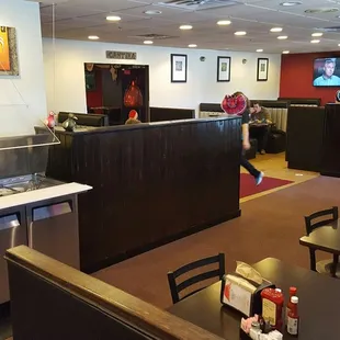 The front dining room, with the salsa bar on the left.