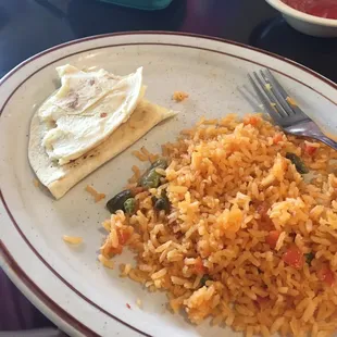 Kid's quesadilla with rice...