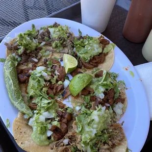 4 Al Pastor Street Tacos  2 Carne Asada Street Tacos  1 Carnitas Street Taco