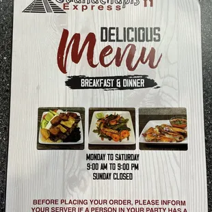 a menu for a restaurant