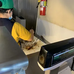 This lady put my meat on top of that messy area