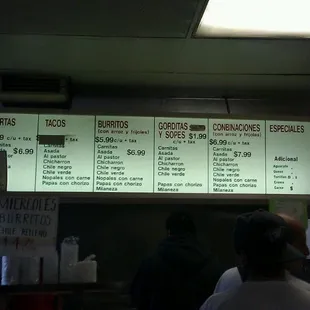 The menu