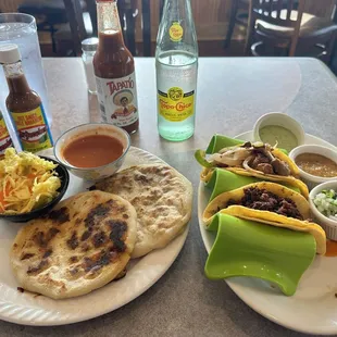 Tacos and pupusa
