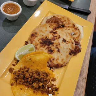 Taco and Pupusas