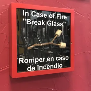 a sign in case of fire break glass