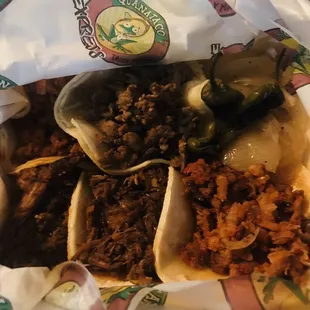 Variety street tacos. Very very tasty!