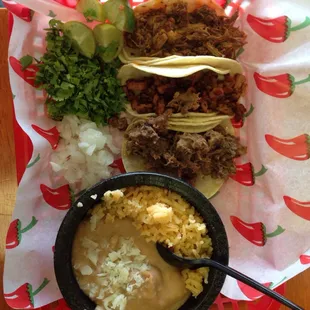 Discada, lengua, and barbacoa tacos!