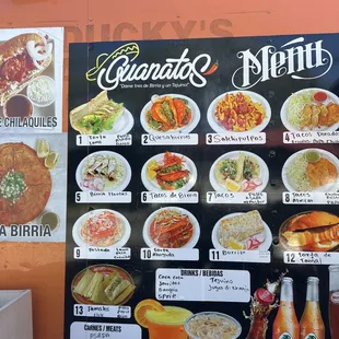 a menu for a mexican restaurant