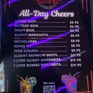 Drink menu