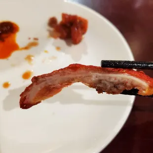 Side view of crispy intestines