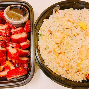 Char siu and yangzhou fried rice