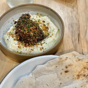 Mushroom dip with puffed flatbread instead of chips!