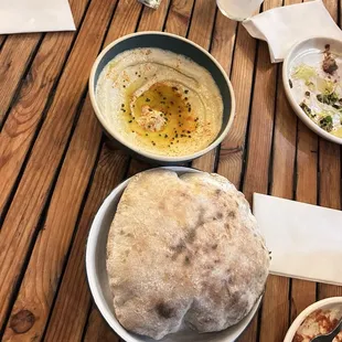 Hummus and fresh pita bread