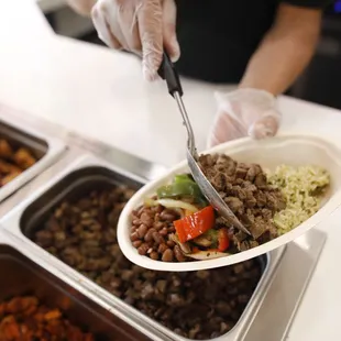 a person serving food
