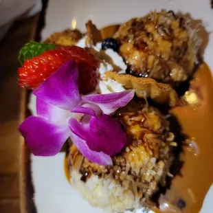 a close up of a plate of food