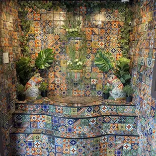 a tiled bathroom