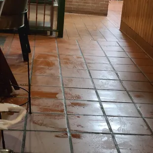 a table and chairs in a restaurant