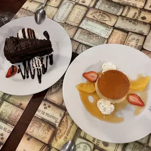 Home Made Flan, Chocolate Cake