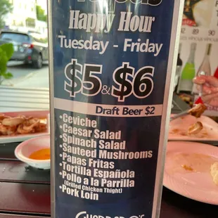 Happy hour choices