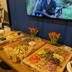 Staff helped us set out our food and flowers.