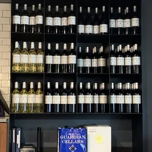 a wall of wine bottles