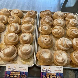 two trays of baked goods