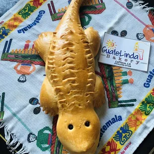 a carved alligator