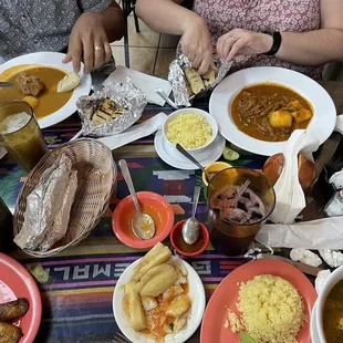 Soups, moles, fried yucca, plantains, tamales