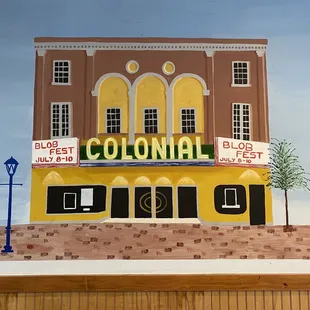 a painting of a colonial restaurant