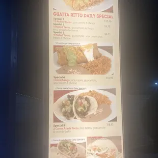 a menu for a mexican restaurant