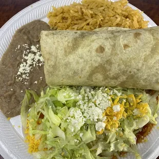 Combo  #6 cheese enchilada and beef burrito