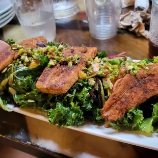 Kale Salad with Blackened Shrimp