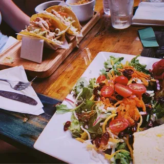 Grilled Mahi plate-2 tacos plus house black beans and Rice