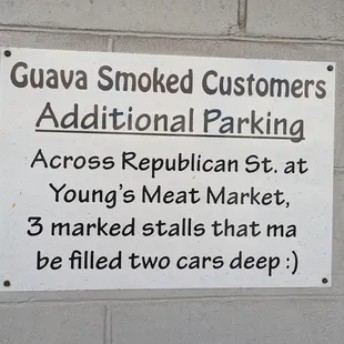 Additional parking info