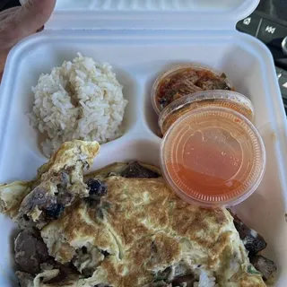 Smoked Meat and 3 Egg Omelette Plate Lunch