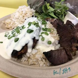 Smoked Hamburger Steak Plate Lunch